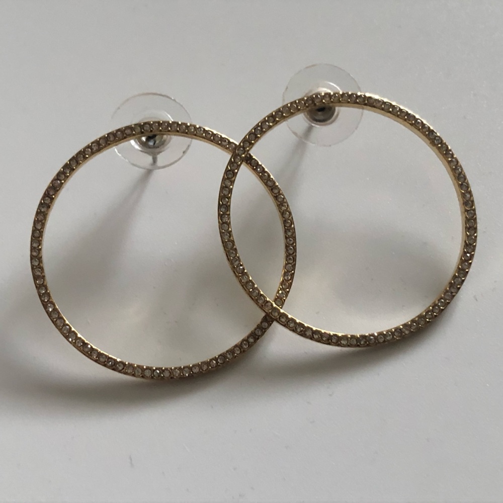 ✨BAUBLEBAR MODERN CIRCLE HOOP STUD EARRINGS W POST MICRO PAVE SET CZ